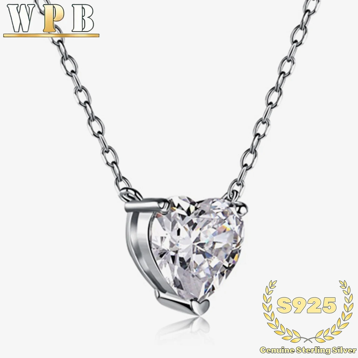 

Real S925 Sterling Silver Heart Necklace Women Brilliant Heart Diamond Pendant Necklace Female Luxury Jewelry Shiny 5A Zircon