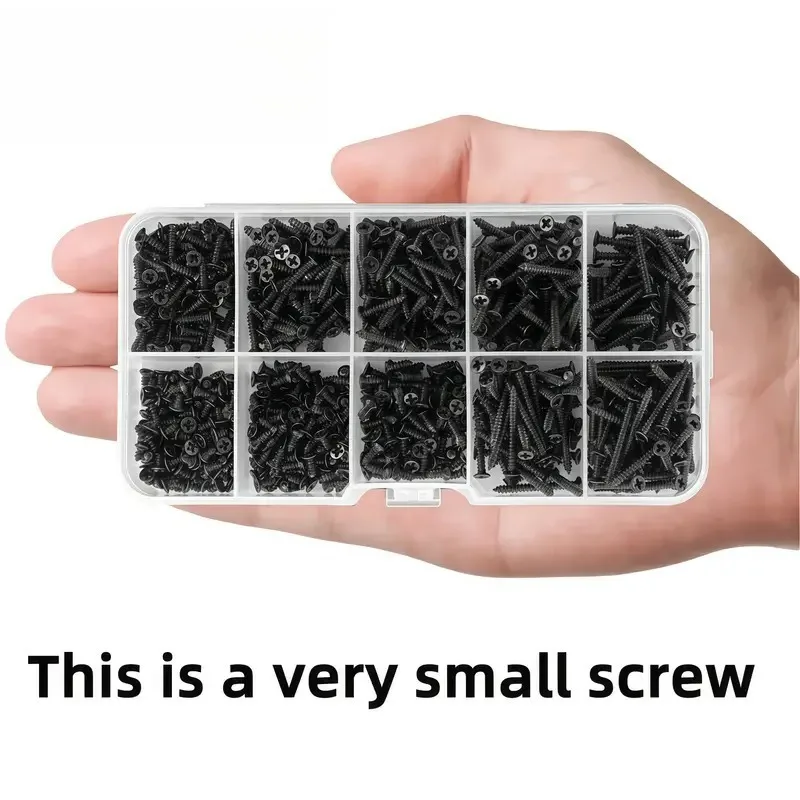 400/800pcs Cross Flat Head Self-tapping Screw M1-M2 M2.3 M2.6 M3 M3.5 M4 M5 M6 Carbon Steel Black Phillips Mini Screw