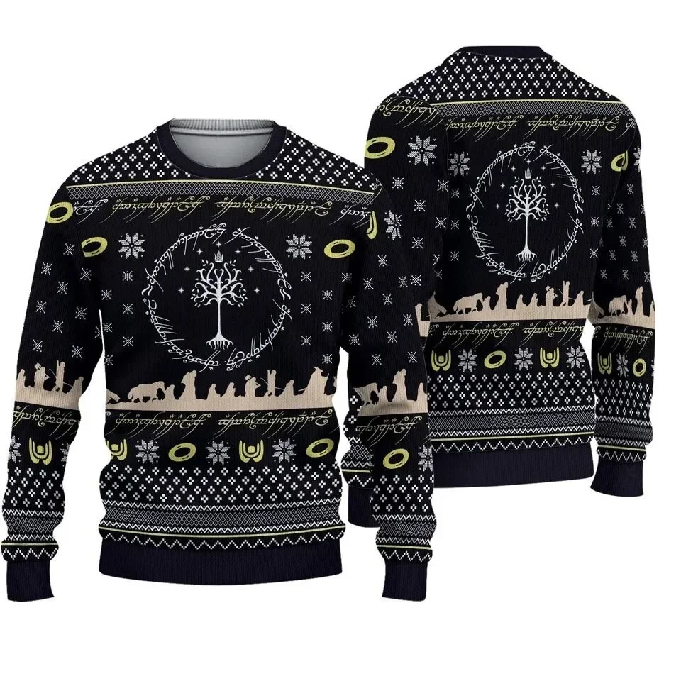 Fantasy Movie Ugly Christmas Shirt Unisex,Retro Elf Snowflake Graphic Long Sleeve Sweatshirt,Holiday Party Jumper for Men Women