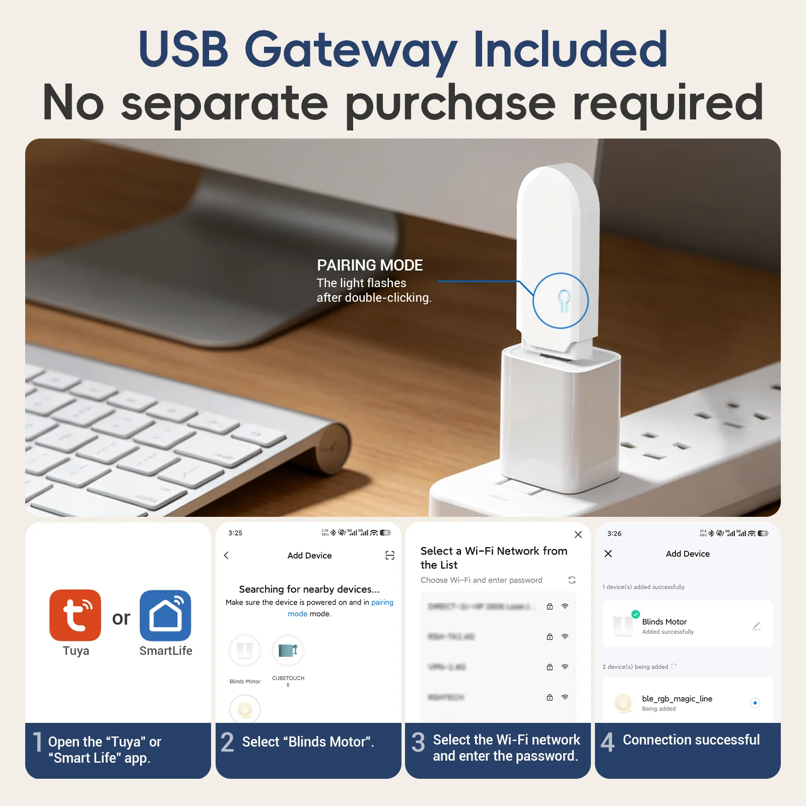 Smart Blind Motor USB-Wifi Automatic Electric Roller Shutter Shadows Tuya App Control Curtain Driver Alexa Google Home Assistant