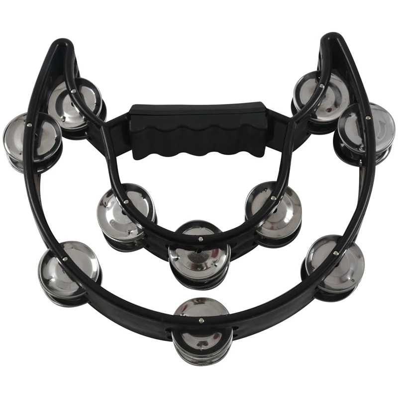 

5X Compact Double Half Moon Music Tambourine Percussion Tamborine Drum Durable