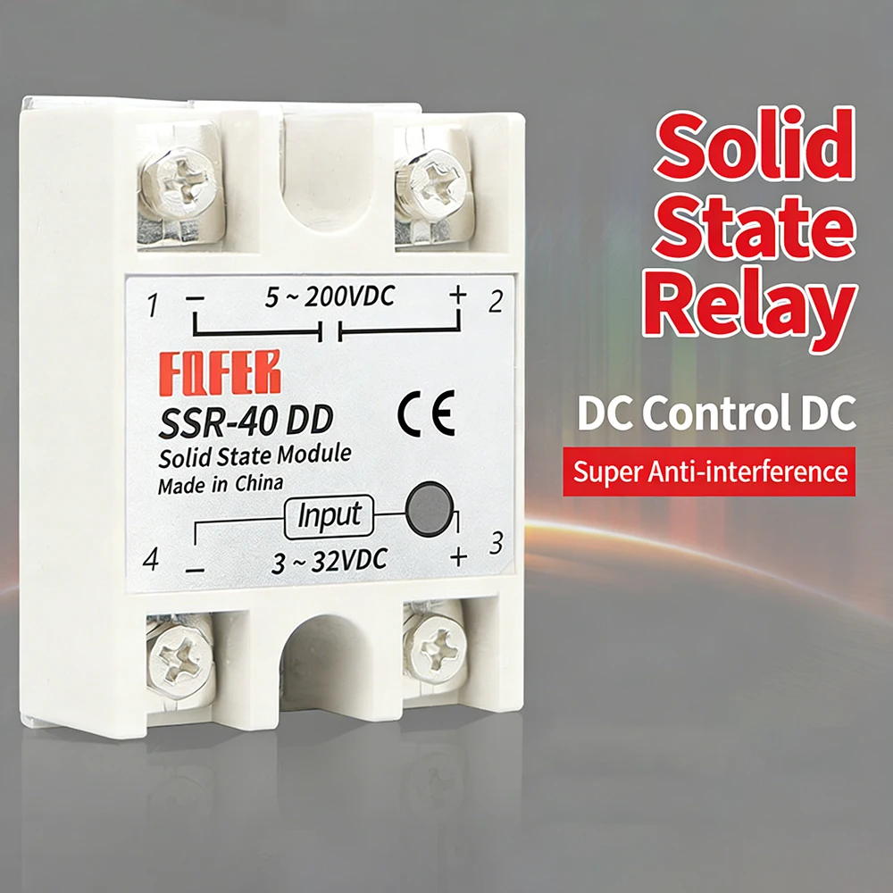 

DC-DC Solid State Relay SSR-40DD 10/25/60/80/100DD Output 3-32VDC Input 5-200VDC Single Phase SSR Module 10A 25A 40A SSR Relay