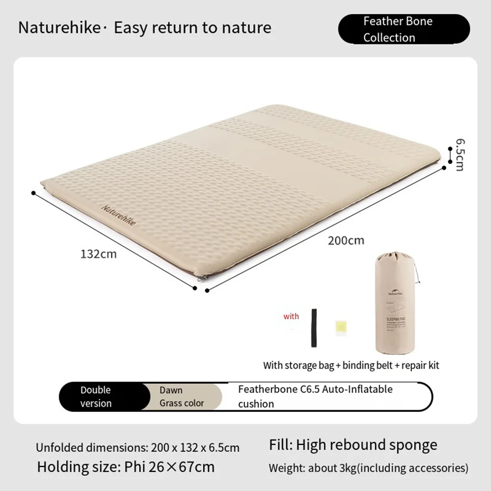 Imagem -05 - Naturehike-almofada Inflável Automática Tapete de Dormir Portátil Barraca Grossa ao ar Livre Moistureproof Widen Colchão Camping e Viagem 65 Centímetros