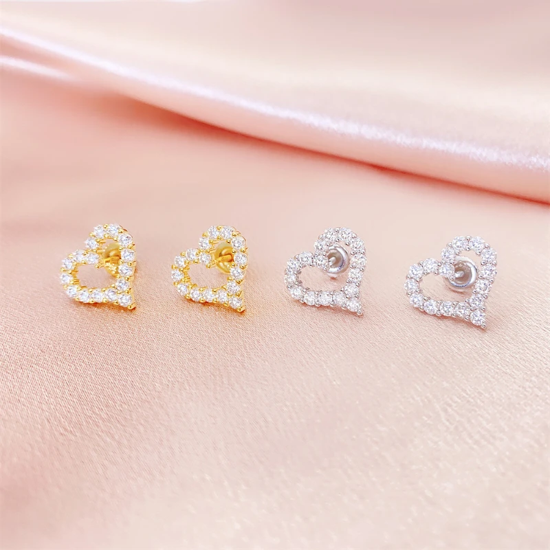 

Heart Shape Moissanite Stud Earrings Hiphop 14k Gold Plated D Color Moissanite Diamond Love Women Earrings Pass Tester Wholesale