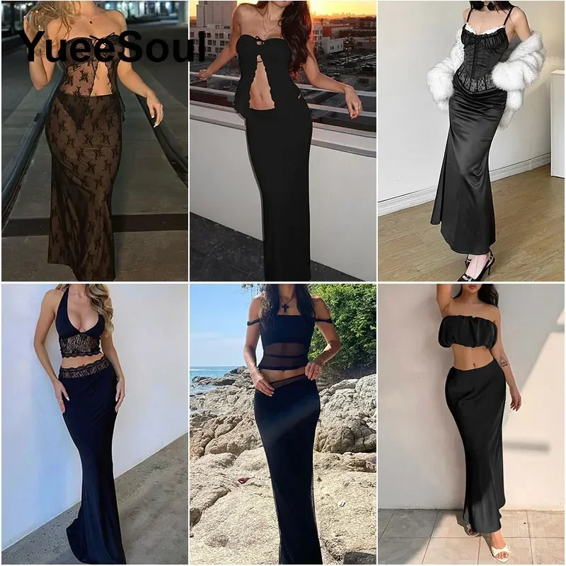 Dress Sets for Women 2 Pieces Sleeveless Sexy Crop Tops Skirt Set New Y2K Sweet Cute Chic and Elegant Party Women\'s Suit