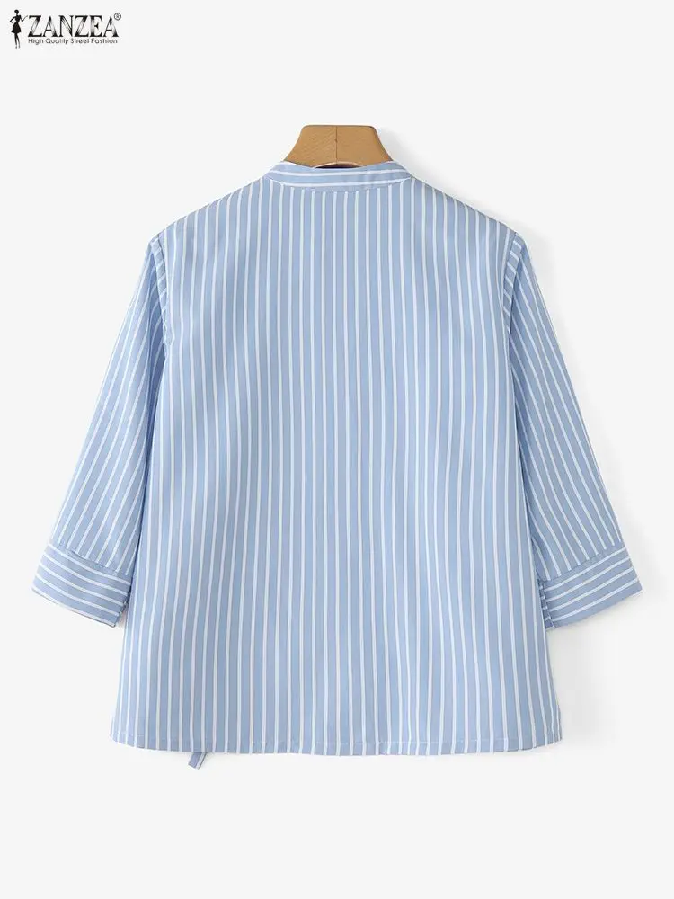 ZANZEA Camicie da donna estive Camicetta a righe Moda girocollo Stampa Elegante Office Lady Streetwear Blusas Abbigliamento femminile Top