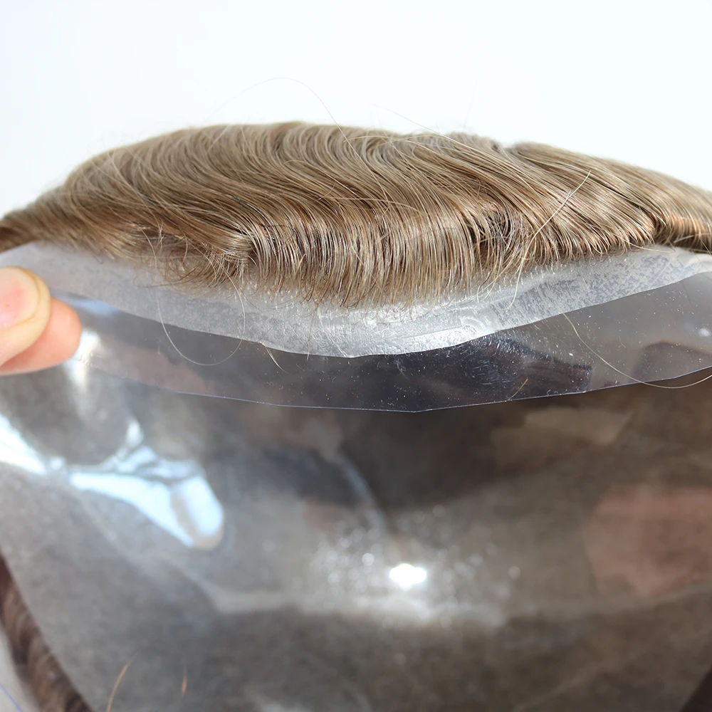 Ultra Thin Skin 0.02mm Invisible Toupee For Men Undetectable Human Hair Wig Natural Hairline Capillary Prosthesis 90% Density