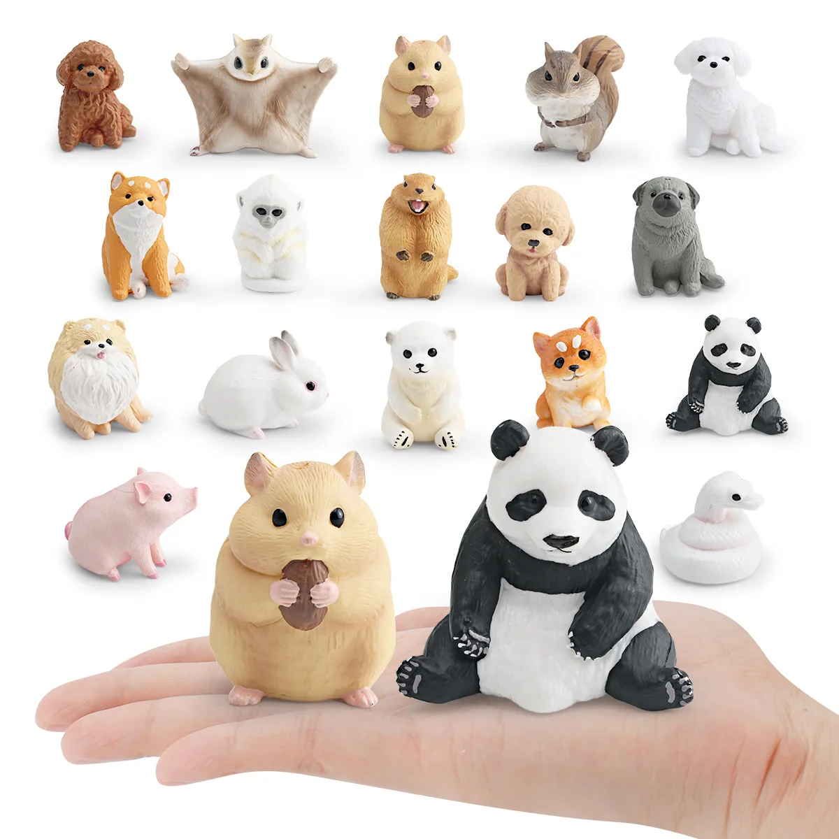 Mini Cute Animal Panda Piglet White Rabbit Snake Hamster Model Miniatures Simulation Home Desktop Decor Decoration Crafts