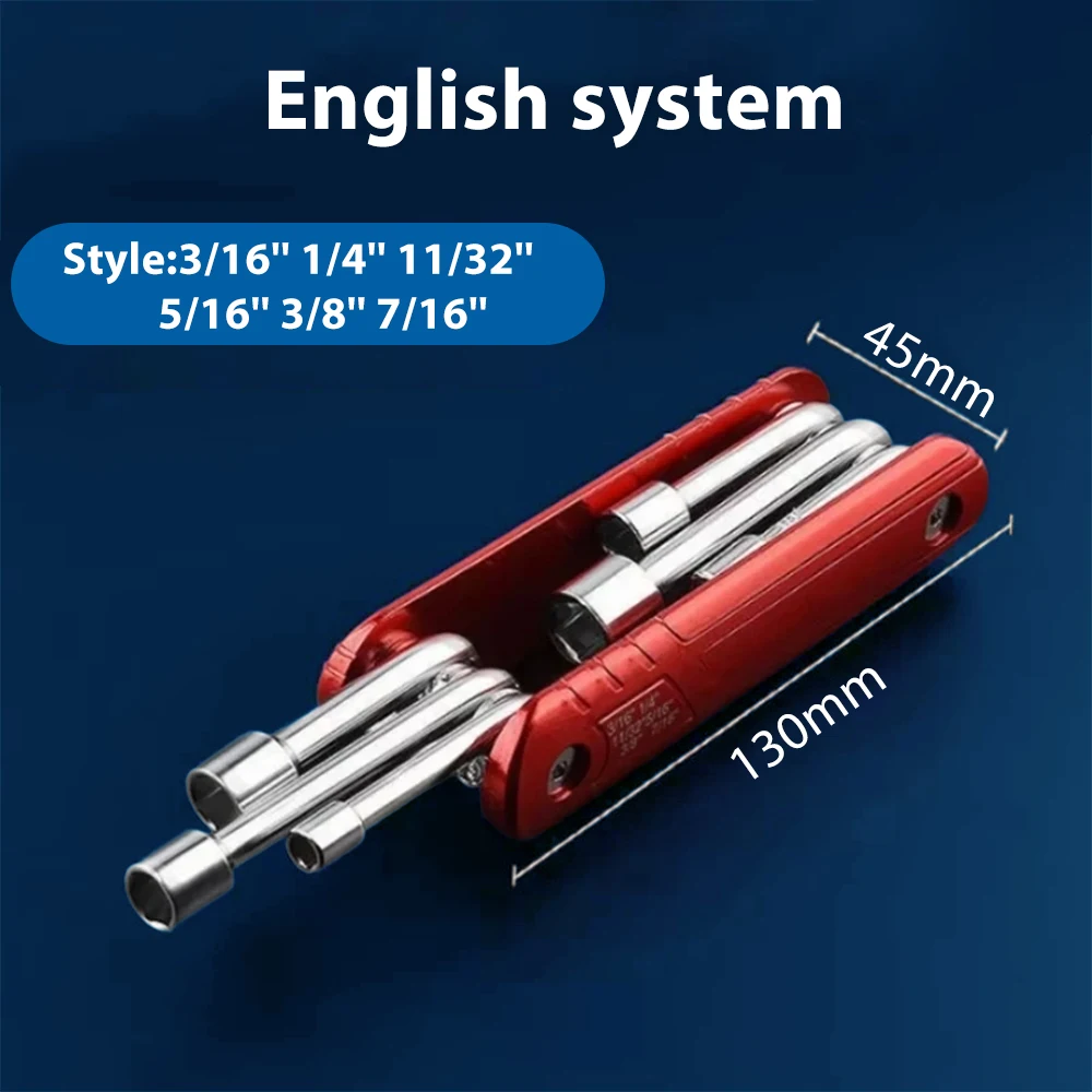 6-in-1 Allen Key Set Portable – Folding Socket Wrench (5–12mm), Metric and Imperial Combination Hand Tool LK-AA404