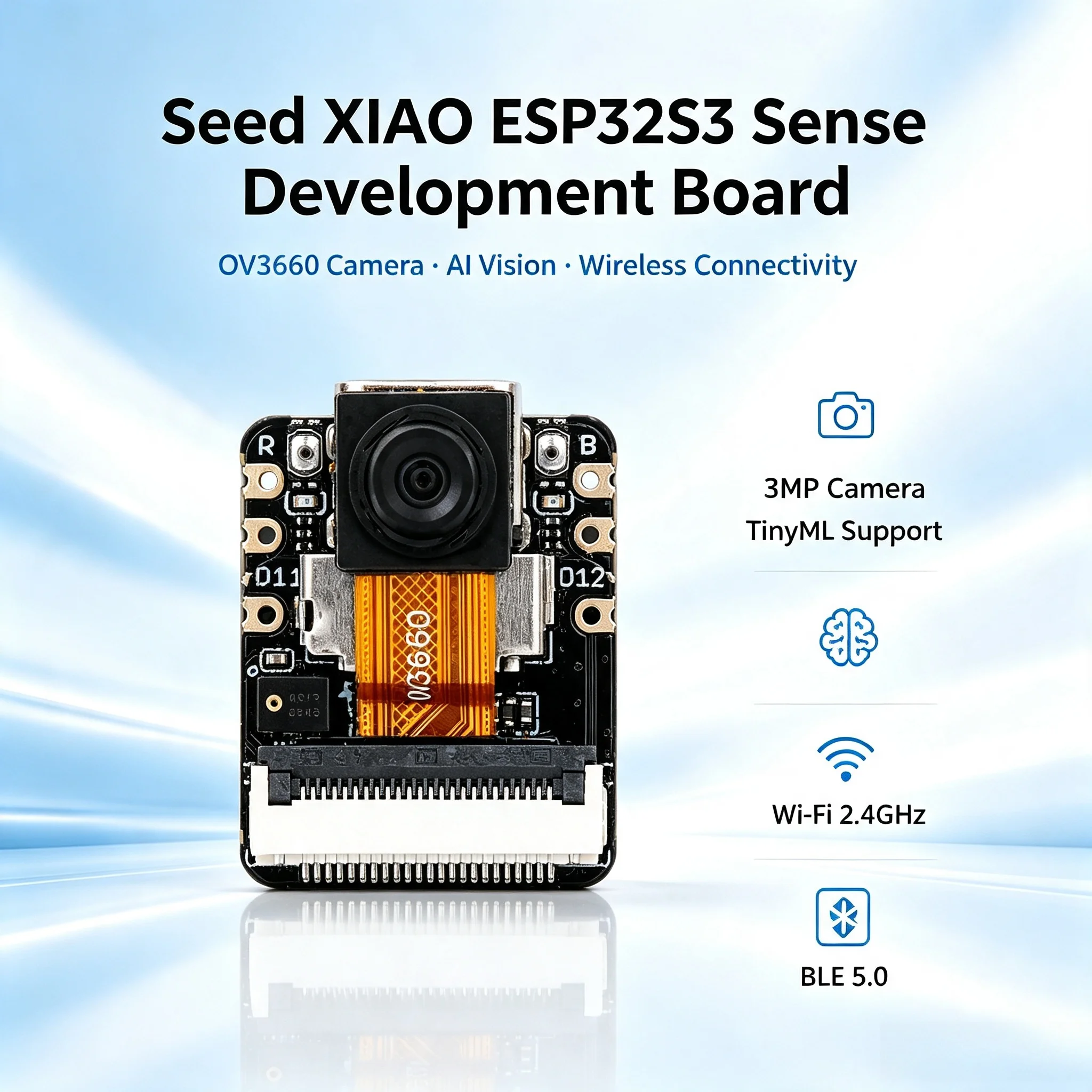 Seeed XIAO ESP32S3 Sense OV3660 Camera AI Vision Voice Recognition Wi-Fi BLE 5.0 TinyML Development Board