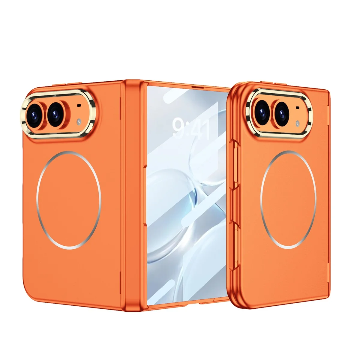 For iPhone Duo 5G Case Skin-Friendly Matte Magnetic Wireless Charging With Tempered Film Hinge Shockproof Protection Back Cover