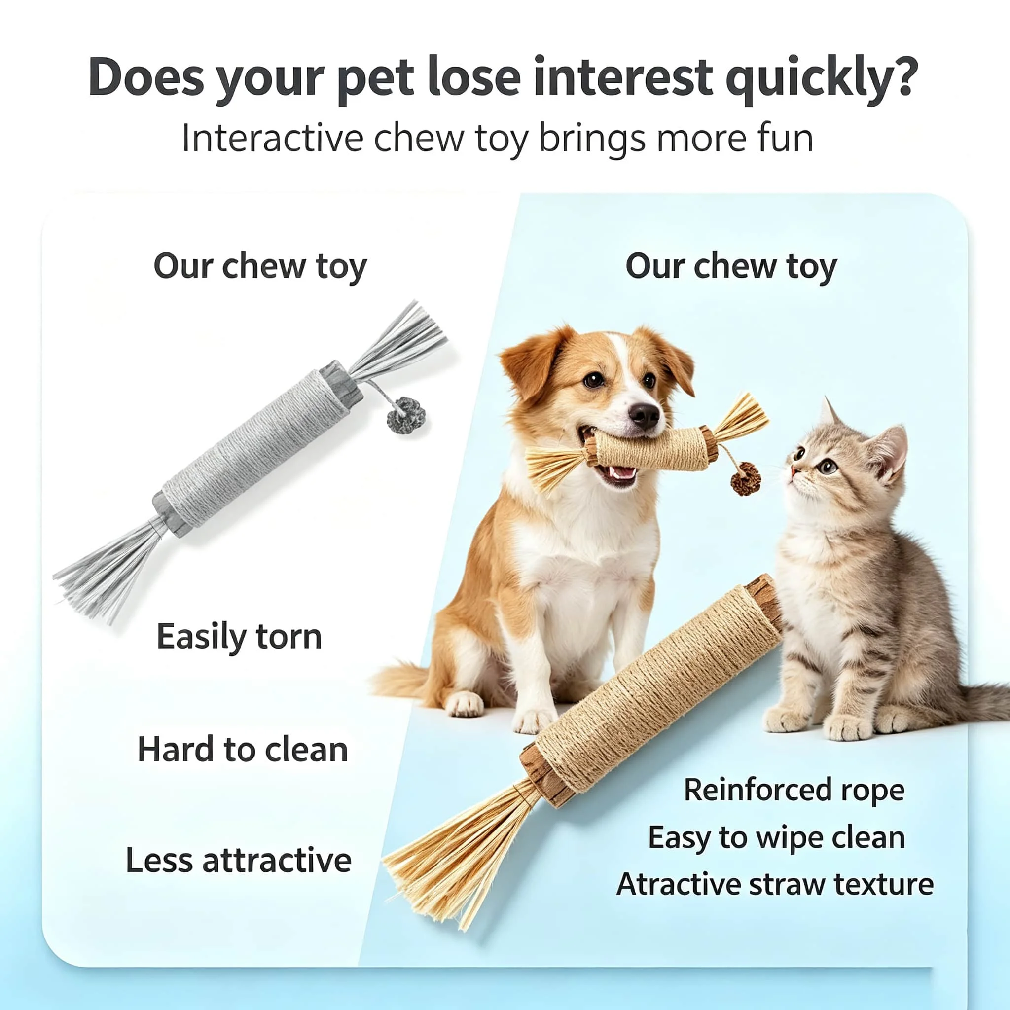 Non-Toxic Pet Toy Durable Dog Plush Squeaky Chew Toy Natural Matatabi Cat Stick Teeth Cleaning Play Accessories