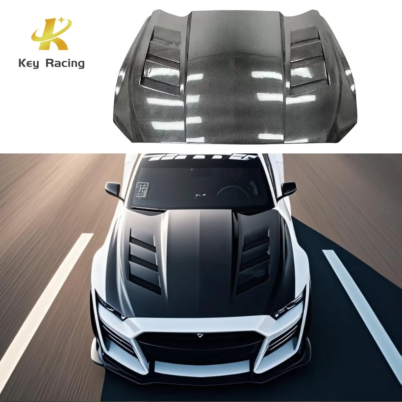 

Модернизированный капот, автомобильные аксессуары, капот двигателя в стиле переменного тока из углеродного волокна, подходит для Ford Mustang 2018-2023