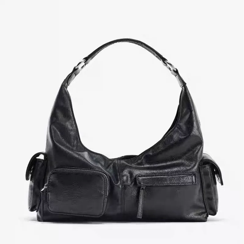 

Fashion Trend Handbag Women New Design Black Multi-pocket Crossbody Bag Y2k Biker Shoulder Underarm Bag Vintage 2025 High