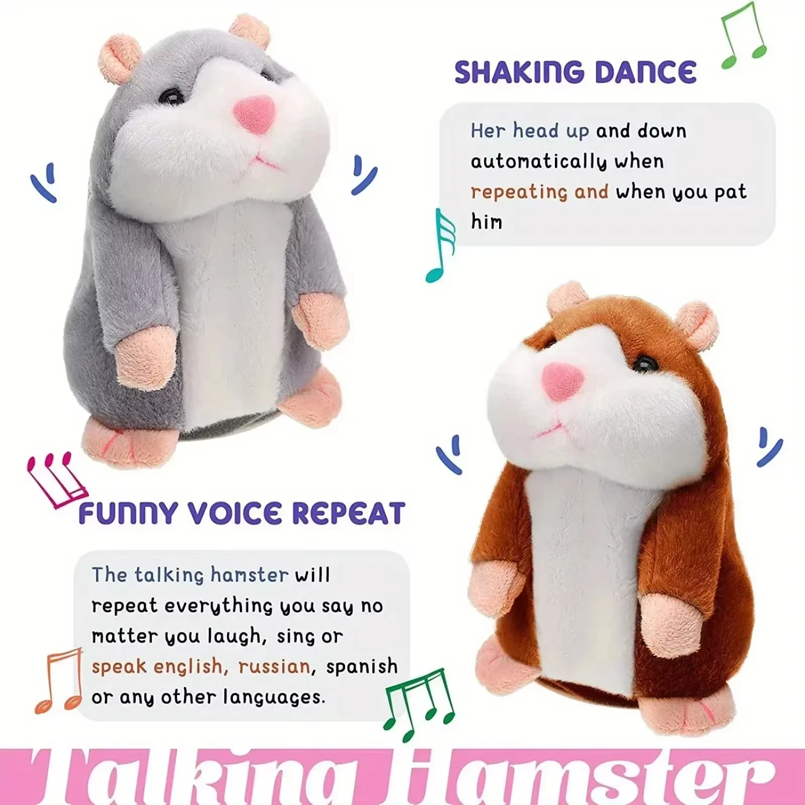 Funny Talking Hamster Plush Toy Learning Words Cute Hamstercan Nod And Talk Talk Electric Toy Gift Doll Children's Action Figure