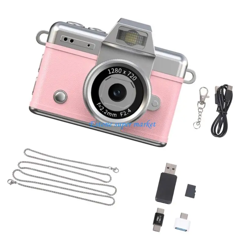 090B كاميرا مرفقة على شكل سلسلة مفاتيح باللون الوردي بسعة 32 جيجابايت لتسجيل صور فيديو خفيفة الوزن للسفر في مدونات الفيديو