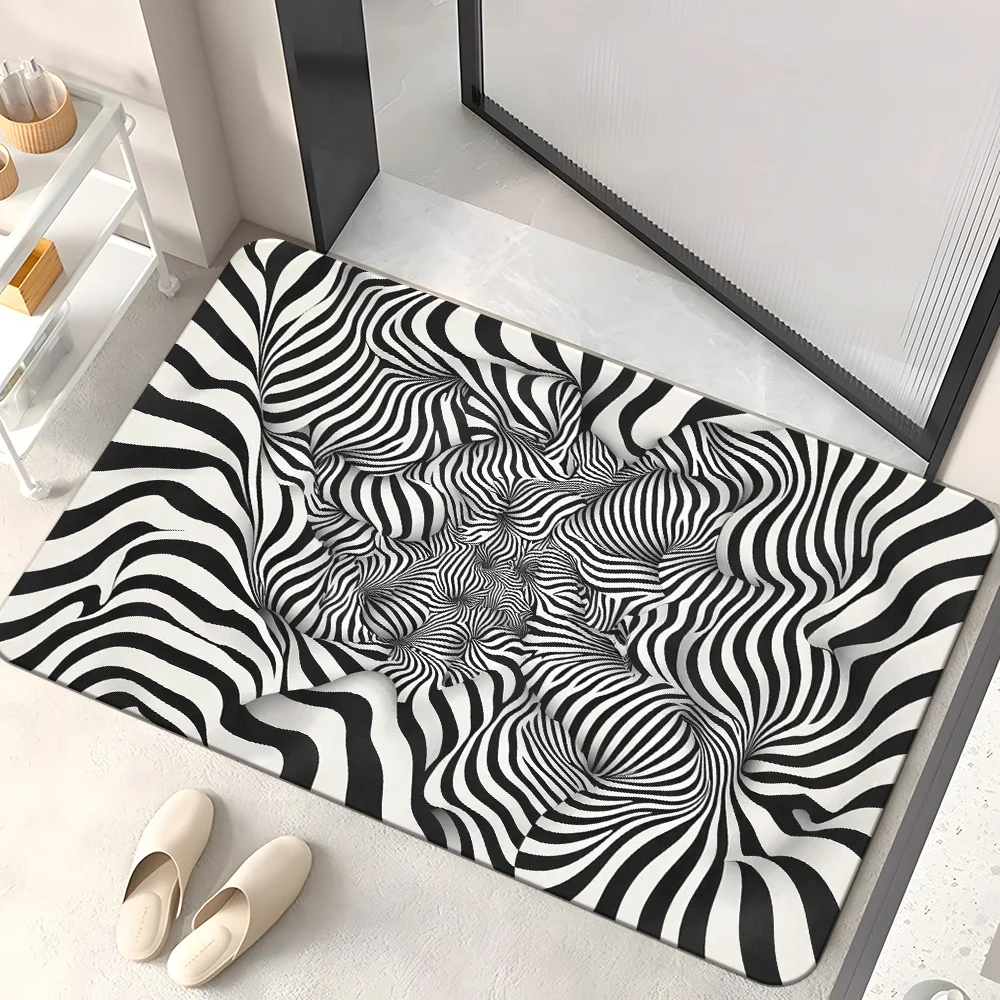 1pc 3D Optical Illusion HD Printed Doormat, Non-Slip Microfiber Polyester Absorbent Rug, Machine Washable, for Bedroom, Living R