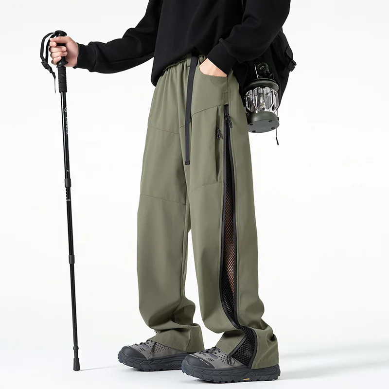 Windproof Rainproof Pants Men Outdoor Side Zipper Cargo Pants Male Long Trousers Climbing Hiking Trip Fishing Men Clothing