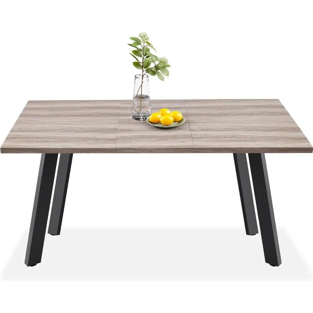 

Extendable Dining Table 47 to 63in Modern Large Expanding Kitchen Table up to 6 People w/Leaf Extension,