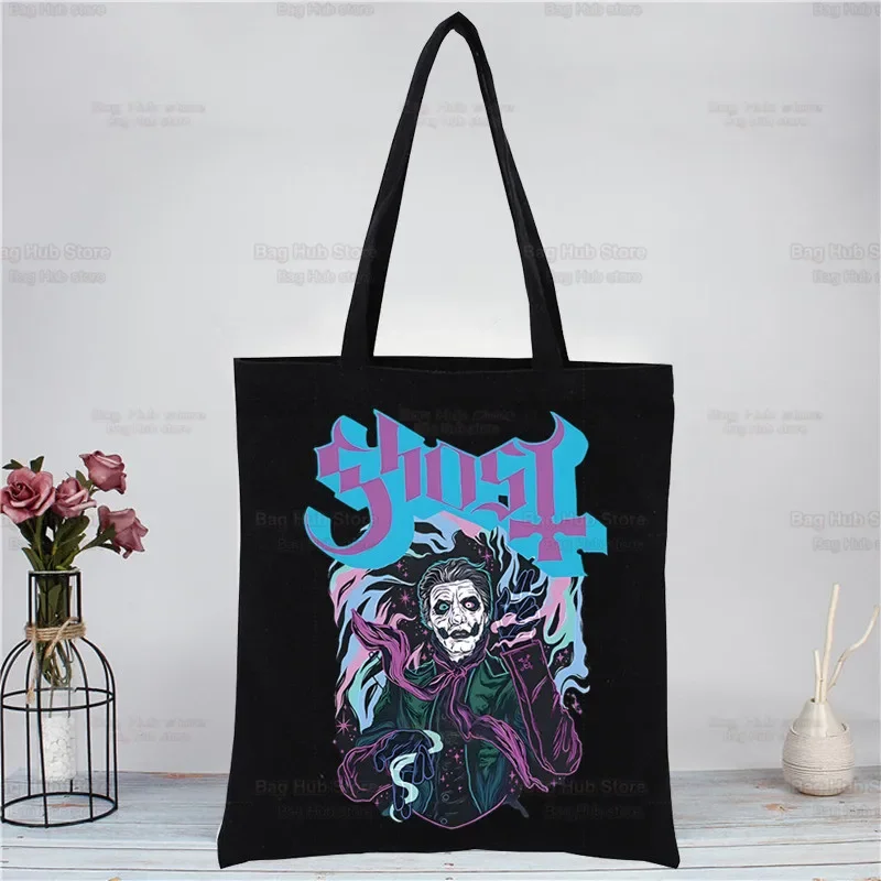 Ghost Rock Band Canvas Shoulder Bag Tote Bag Aesthetics Prevalent Popular Characters Shopping Bags Cotton Handbags Books Bag