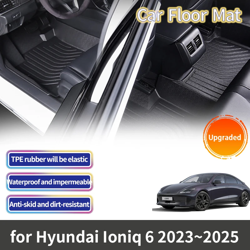 TPE for Hyundai Ioniq 6 2022 2023 2024 2025 Accessories Full Surround Protective Liner Foot Pads Carpets Non-slip Floor Mats 3x