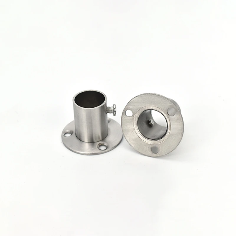 2PCS Thickened Stainless Steel Flange Tube Holder Round Pipe Bracket Wardrobe Clothes Rod Seat Round Tube Seat Bracket Hardware
