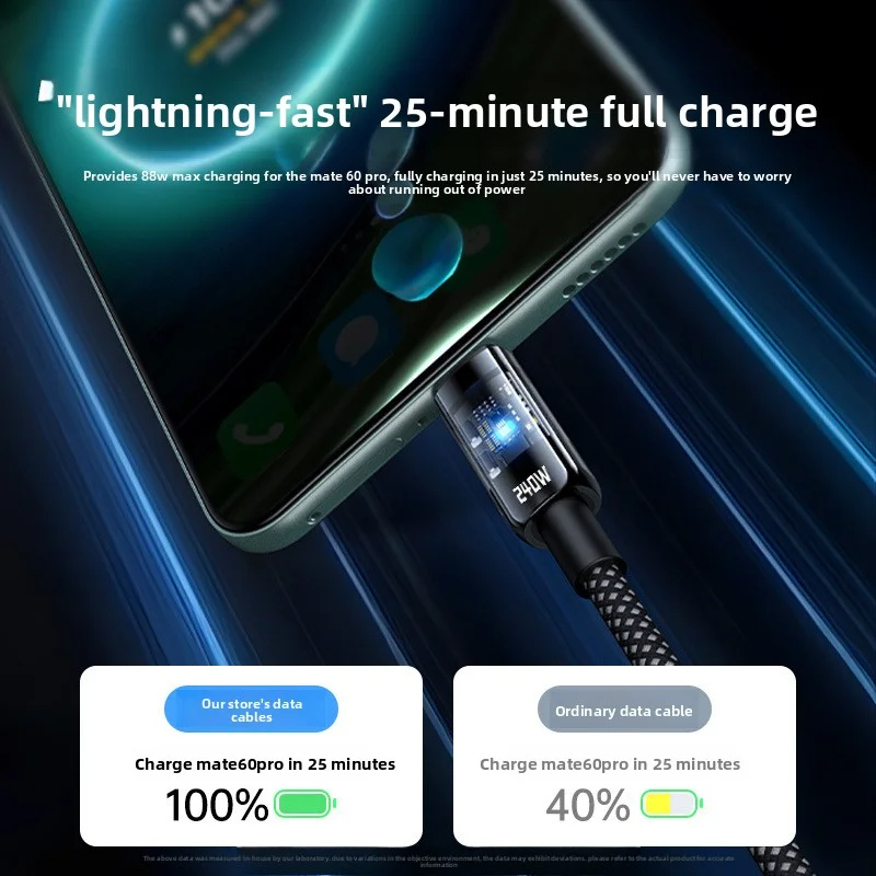 Super Fast Charging 240W USB Type C Cable For iphone 17 16 15 Samsung Xiaomi Huawei OPPO LED Charger Data Cord Phone Accessorie
