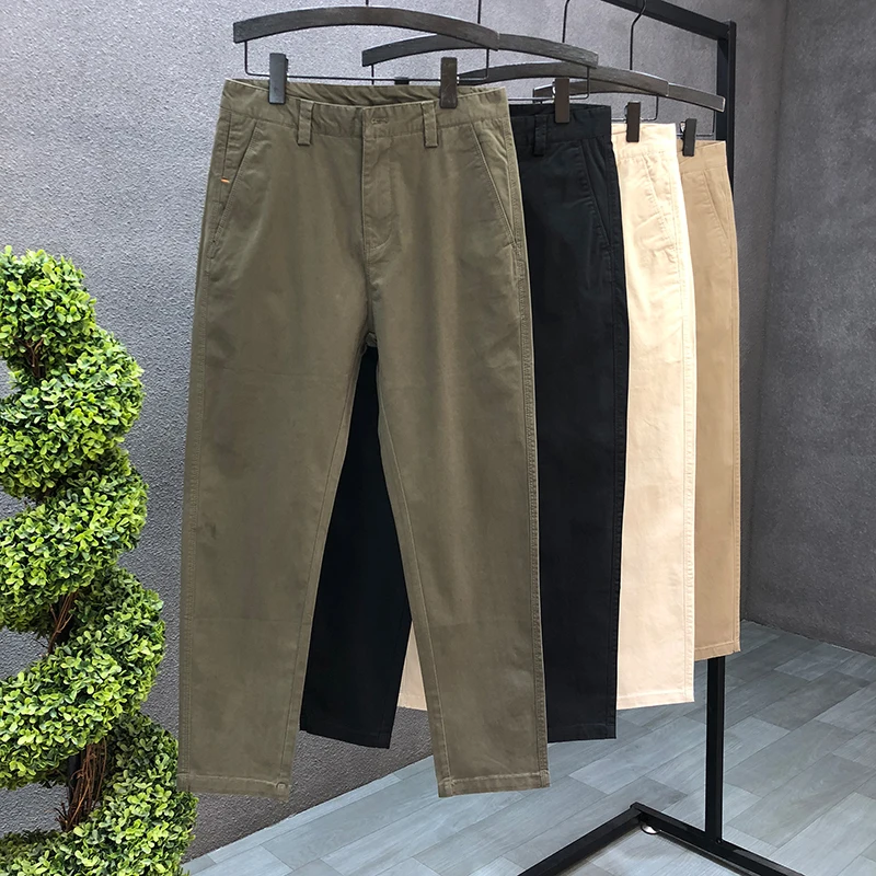 

High-End Men's Busin Casual Pants Autumn Pure Color Simple Match Resistant to Dirt And Wear Workwear Trousers Youthful Vit...
