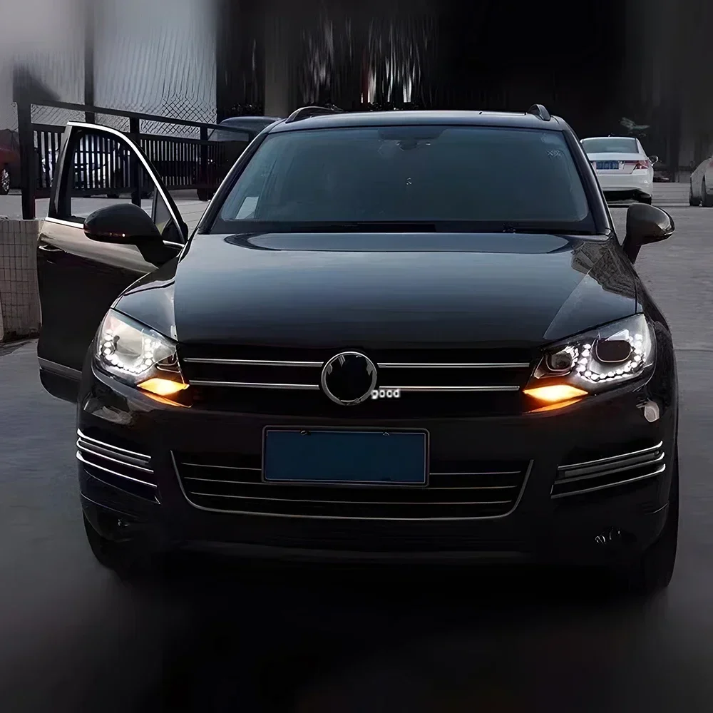 

Для VW Touareg 2011-2015 светодиодные автомобильные фары в сборе, обновление слез, Стайлинг, двойной объектив проектора, передние фары автомобиля, аксессуары