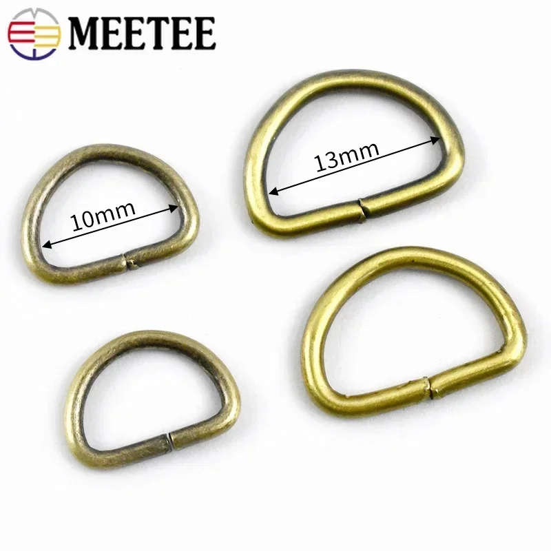 50/100/200Pcs 10/13mm Metal D Ring Buckles for Bag Strap Dog Collar Webbing Adjust Hook Clasp Connection Loops DIY Accessories