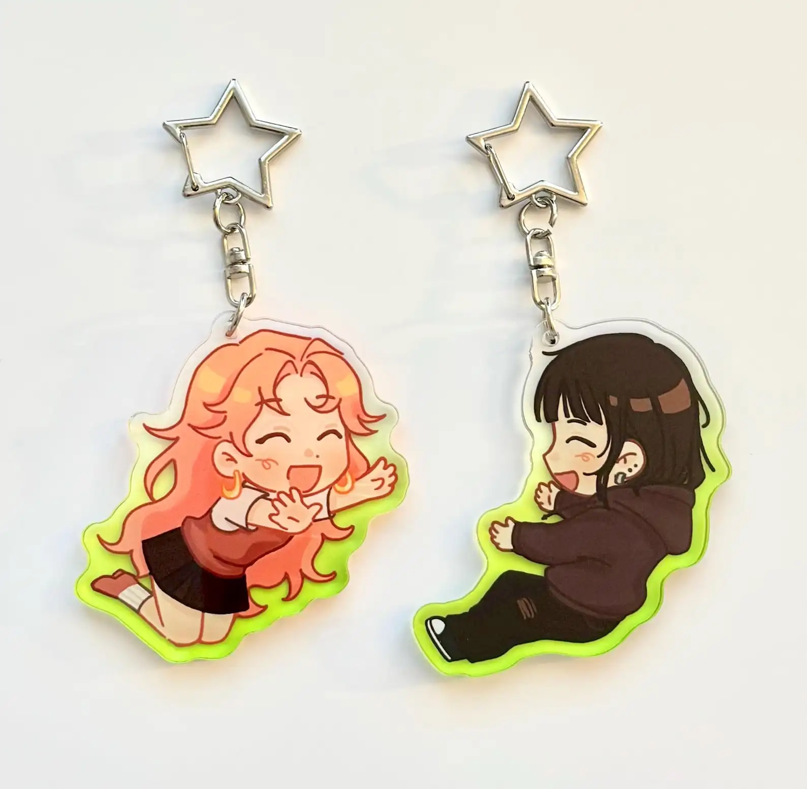 Handmade Mitsuaya Green Yuri The Guy She Was Interested In Wasn't a Guy at All Acrylic Charm Keychain Accessories Jewelr