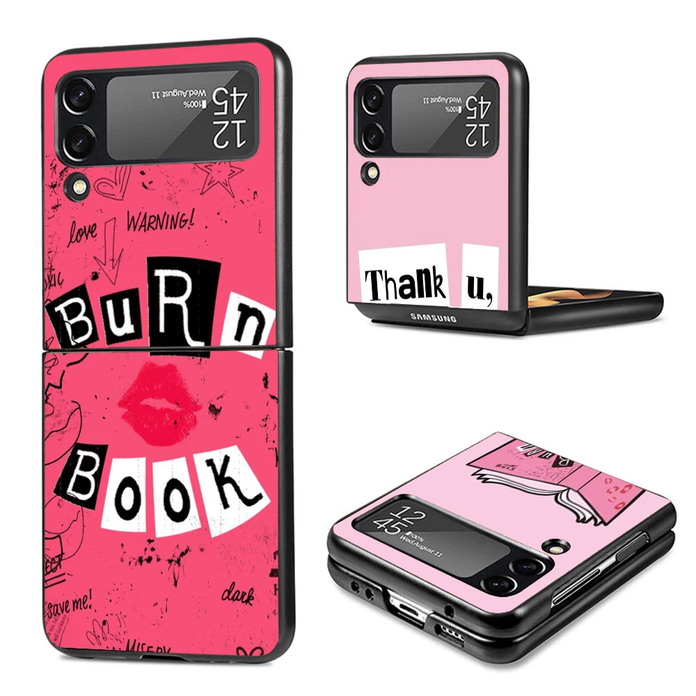 Mean Girls Burn Book Hard Black Cover for Samsung Galaxy Z Flip 4 3 5 5G Phone Case Flip4 Flip3 Flip5 Pattern Luxury Shockproof image 2