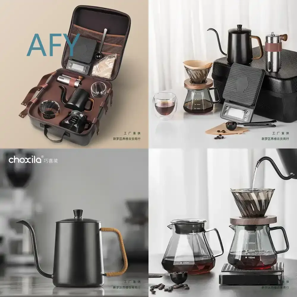 Hand Pour Over Coffee Kit for Outdoor Camping Travel Portable Coffee Brewing Set with Carry Case Gift Box