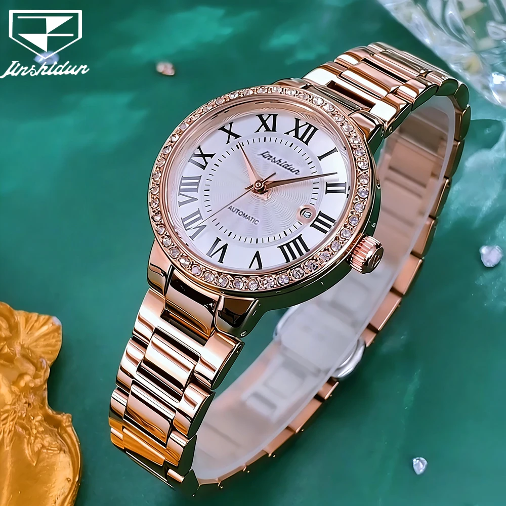 

JSDUN Women Watches Top Brand Luxury Fashion Original Automatic Mechanical Wristwatch for Lady Waterproof Roman Dial Trend Dress