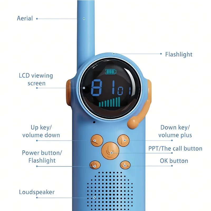 Set mit zwei Walkie-Talkies, blau, rosa, große Reichweite, 2-Wege-Radio für Kinder und Erwachsene, Camping, Wandern, Outdoor, Spaß, Reisen