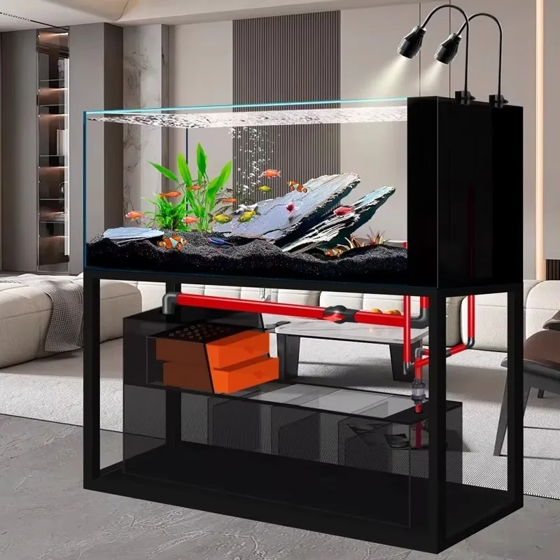 2026 Custom Large Ultra Clear Glass Fish Tank Rectangular Reef Marine Aquarium with Stream for Aquatic Life Display