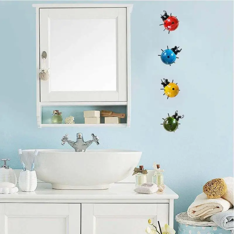 PCS โลหะ Ladybugs รั้วสวน Wall Art ตกแต่งประติมากรรมผนังกลางแจ้ง
