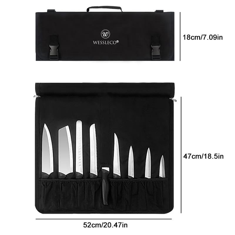 WESSLECO Chef Knife Bag Oxford Cloth Storage Organizer Holder for Travel Carry Case
