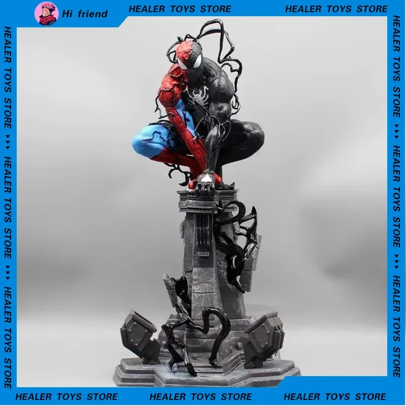 38cm Venom Spider Man Comics Figure Marvel Symbiote Movie periphera Can Emit Light Desk Decoration Ornament Gift Toy Collectible