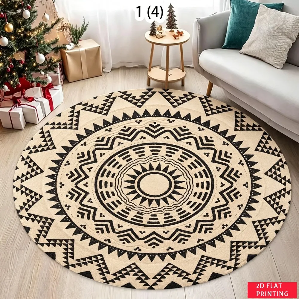 Nutcracker Soldier Reindeer Holly Garland Round Carpet For Festive Dining Room With Classic Holiday Printed Carpet Frame