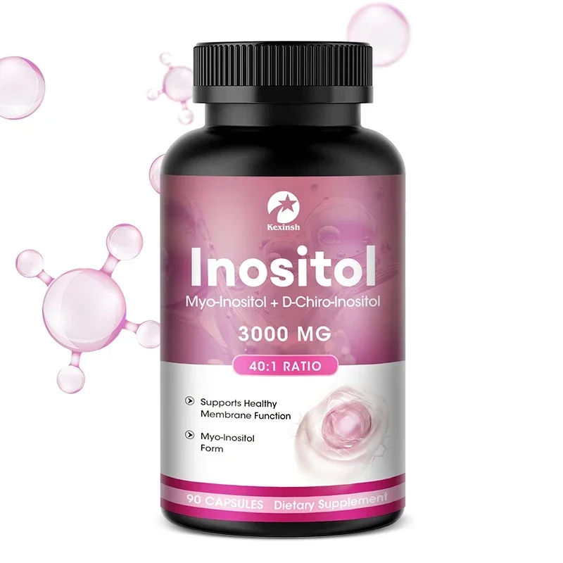 Kexinsh Myo-Inositol & D-Chiro Inositol Capsules Ideal Dosage for 40:1 Ratio for Ovarian Health Support and Balance