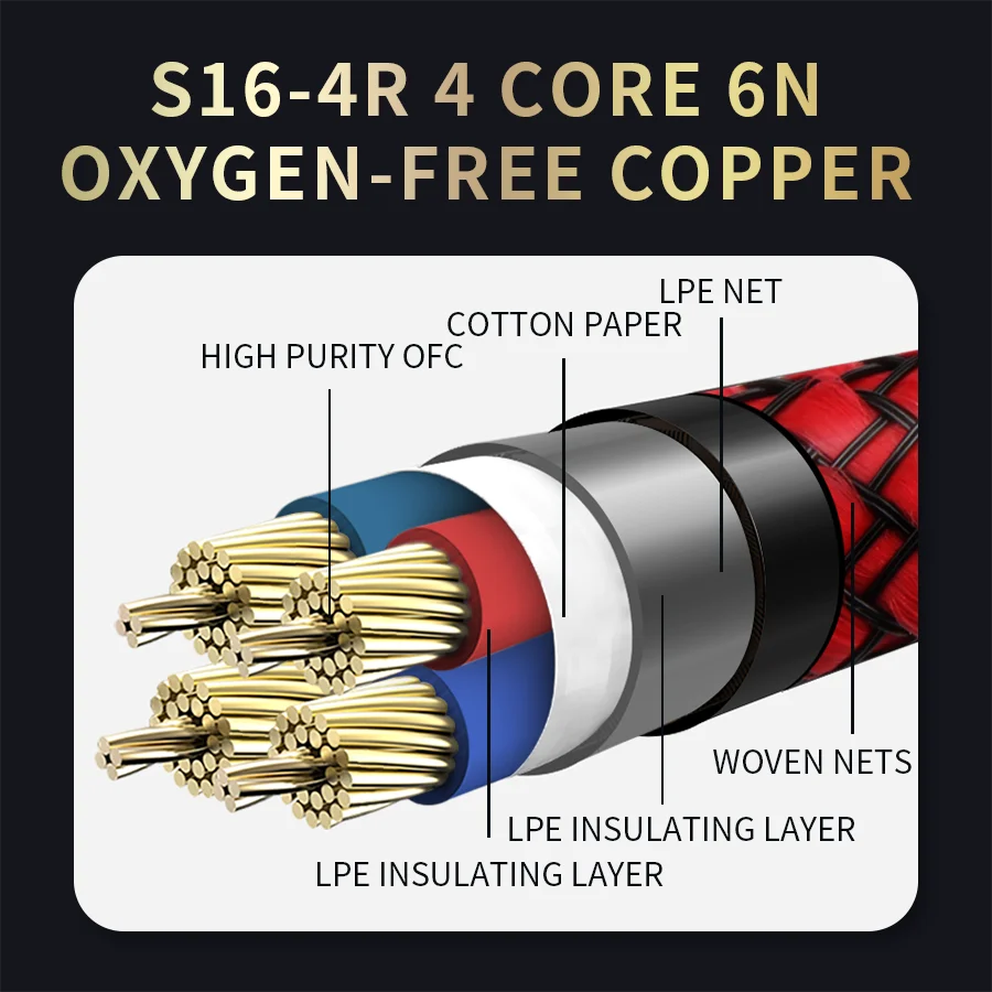 QINCROWN HiFi كابل مكبر الصوت النحاس النقي مطلية بالذهب Y التوصيل الموز التوصيل 6N OCC مكبر كهربائي مكبر الصوت كابل واجهة الاتصال