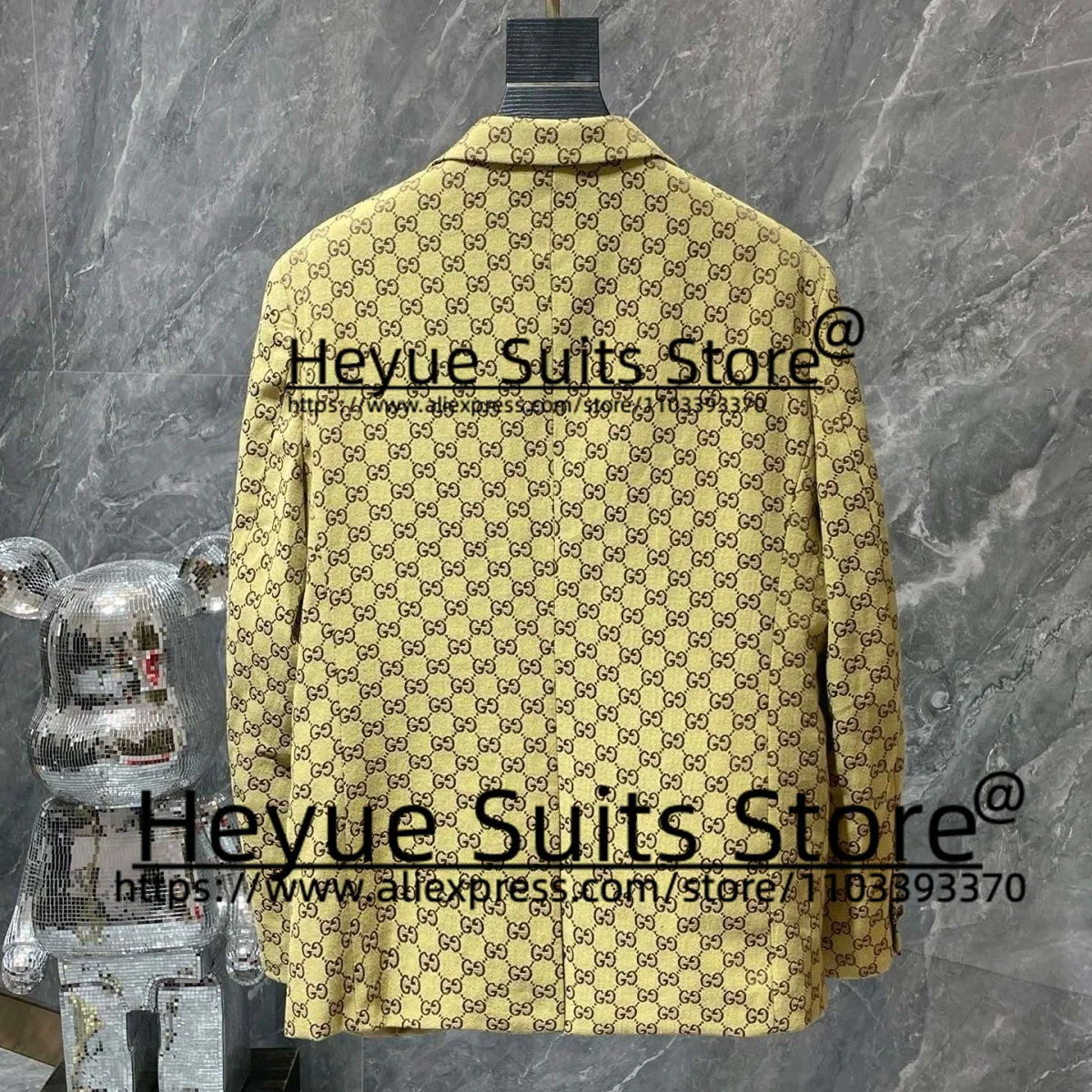 Setelan Pria High-end Fashion kuning setelan tuksedo Formal pengantin pria berlekuk kerah dibuat khusus 2 buah blazer pria klasik Ropa Hombre