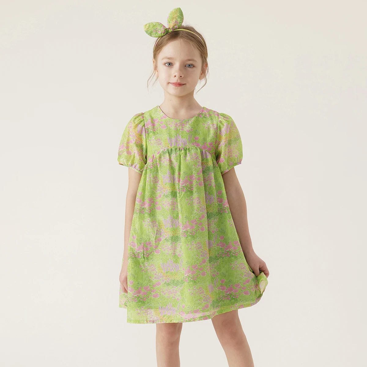 MARC&JANIE   Girls Summer Cotton Silk Short Sleeve Dresses 230592 French Series