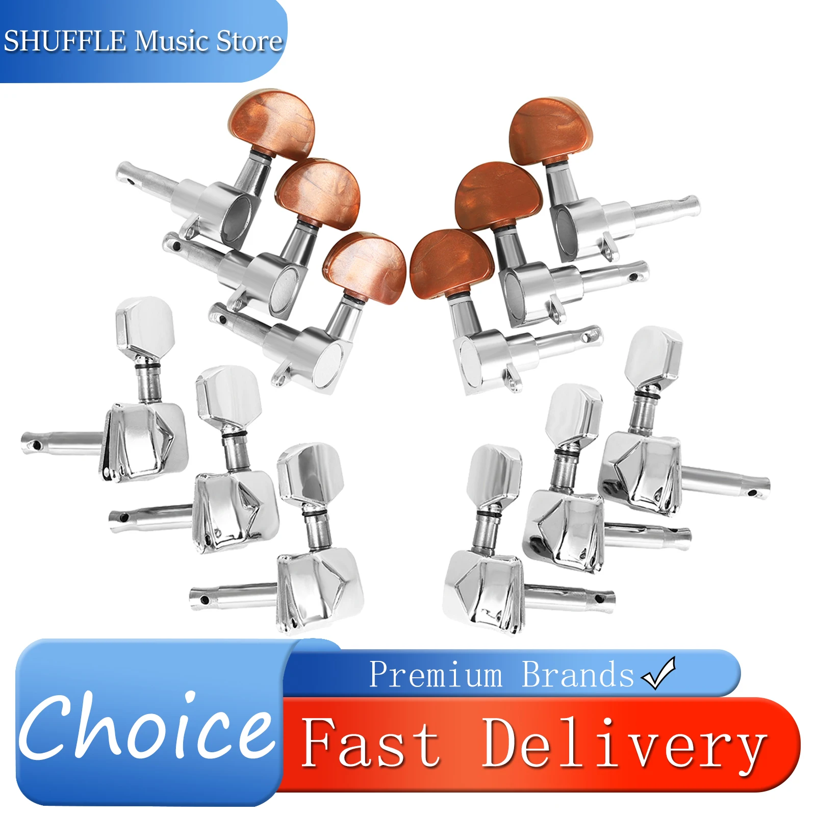 SLADE Acoustic Guitar Tuning Machines Fully Enclosed Semi-Enclosed Silver Agate/Metal Knobs Acoustic Guitar Replacement Parts