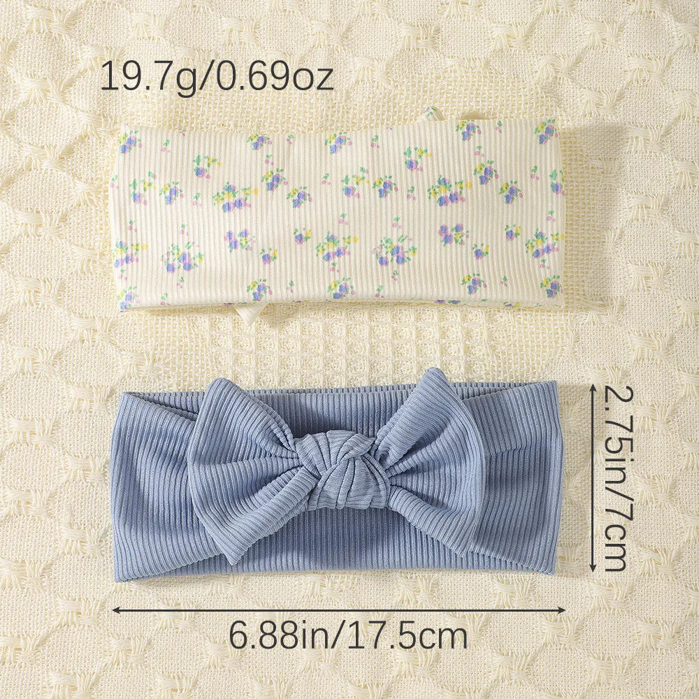 3-teiliges Baby-Stirnband-Set mit geknoteter Schleife, Turban, gerippte Haarbänder für Neugeborene, Kirschherz-Druck, Haarschmuck für Kleinkinder, Kopfwickel für Kleinkinder – Detail 10