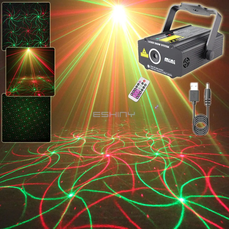 

4IN1 R&G Laser Projector 4 Patterns Disco DJ Light Dance Bar Family Party Christmas Stage Effect Lights Show USB Remote B22