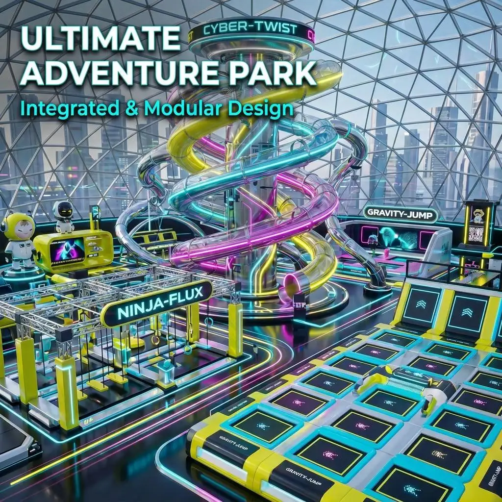 Adventure Park Equipment, Sci-Fi Ninja Course, LED Climbing Wall, Indoor Playground, Premium Foam Pit, Interactive Attractions