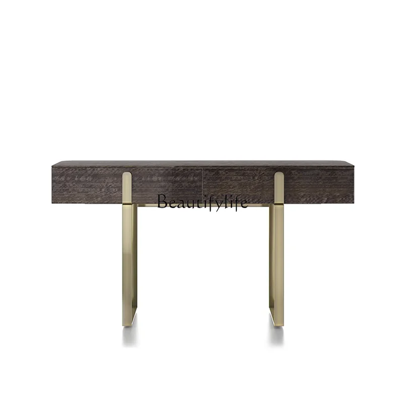 

44Italian Affordable Luxury Style Stainless Steel Entrance Cabinet Nordic Solid Wood Simplicity Hall Cabinet