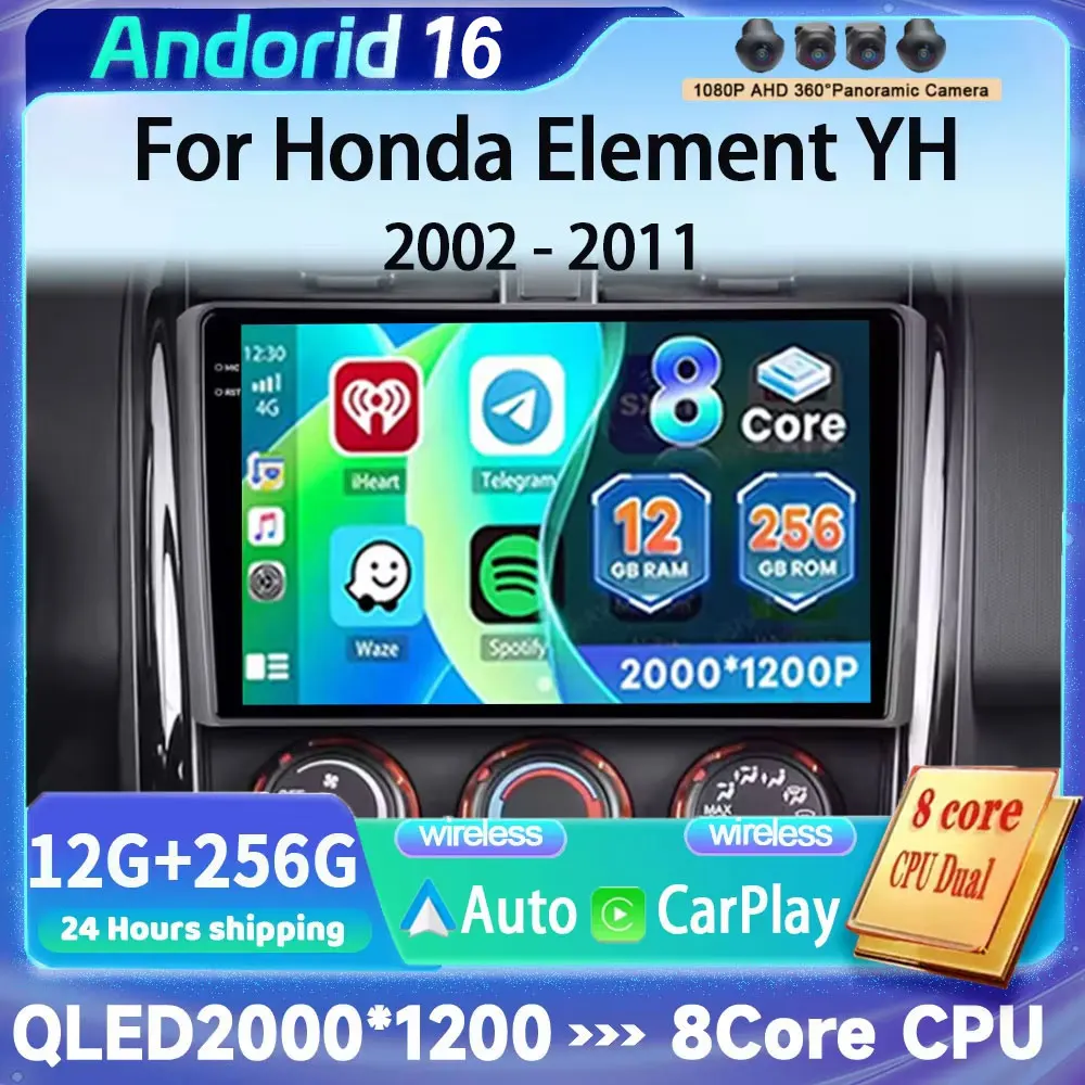 BT Android 16 For Honda Element YH 2002 2003 2004 2005 - 2011 Car Radio Multimedia 2Din Carplay GPS Auto Player Stereo DVD Video
